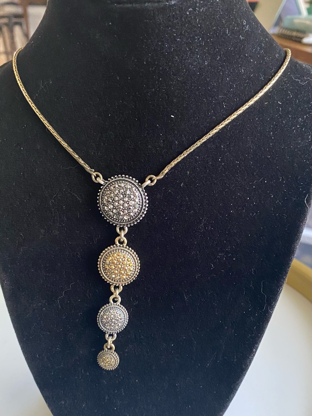 Lucky Brand Vintage-Inspired Mixed Metal Drop Pendant Necklace - Gold & Silver